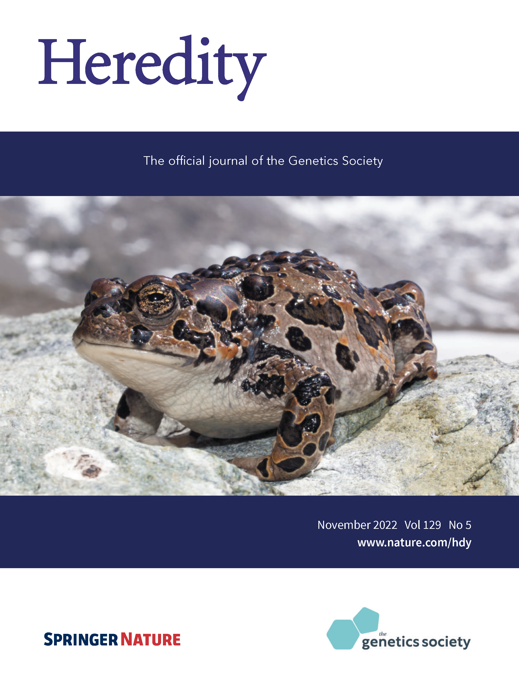 Front cover of Heredity featuring the Yosemite toad migration corridor study